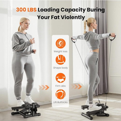 Mini Stair Steppers with Resistance Bands for Exercise at Home, Portable Exercis