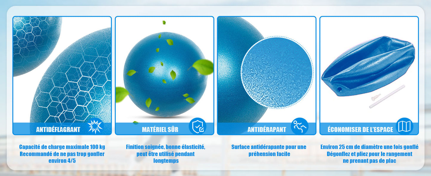 Lanjue Pilates Gymnastics Ball, Yoga Ball Anti-Slip Anti-Burst Fitness Balls Yoga Ball Balance Sport Ball for 25 cm Abdominal and Shoulder Training, Balance, Sport, Pilates