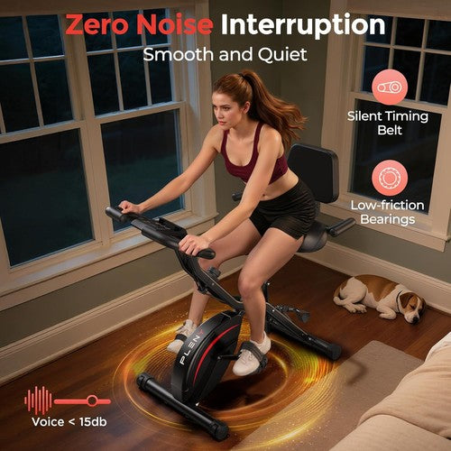 Folding Exercise Bike 5 in 1 Stationary Bikes for Home 6.6 LBS Flywheel 330LB Ca