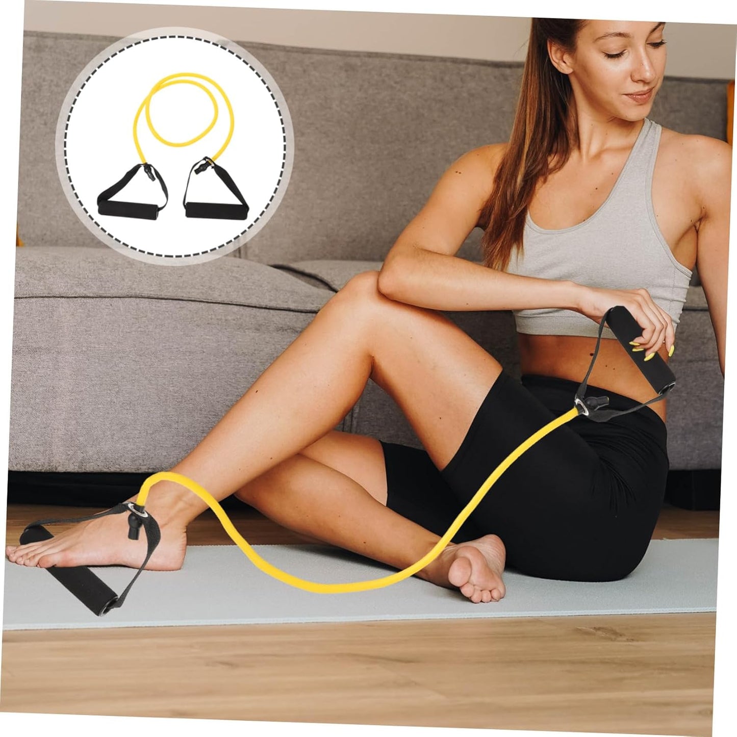 Toyvian Bande de Résistance Fitness Élastique Jaune avec Poignées Confortables pour Musculation Yoga et Rééducation Physique Bande de Traction Multifonctionnelle TPE