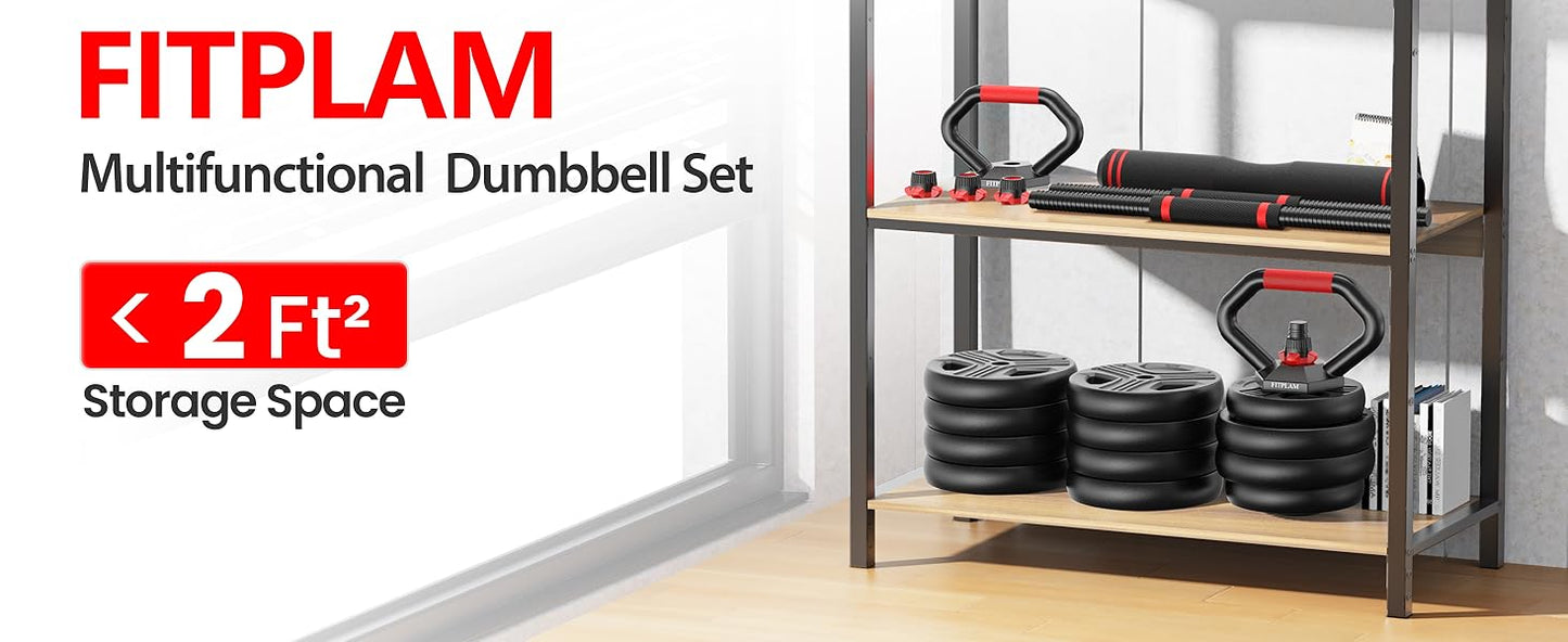 Adjustable Dumbbells 20lbs Set 10lb each with Connector 4 in 1 Dumbbells Set