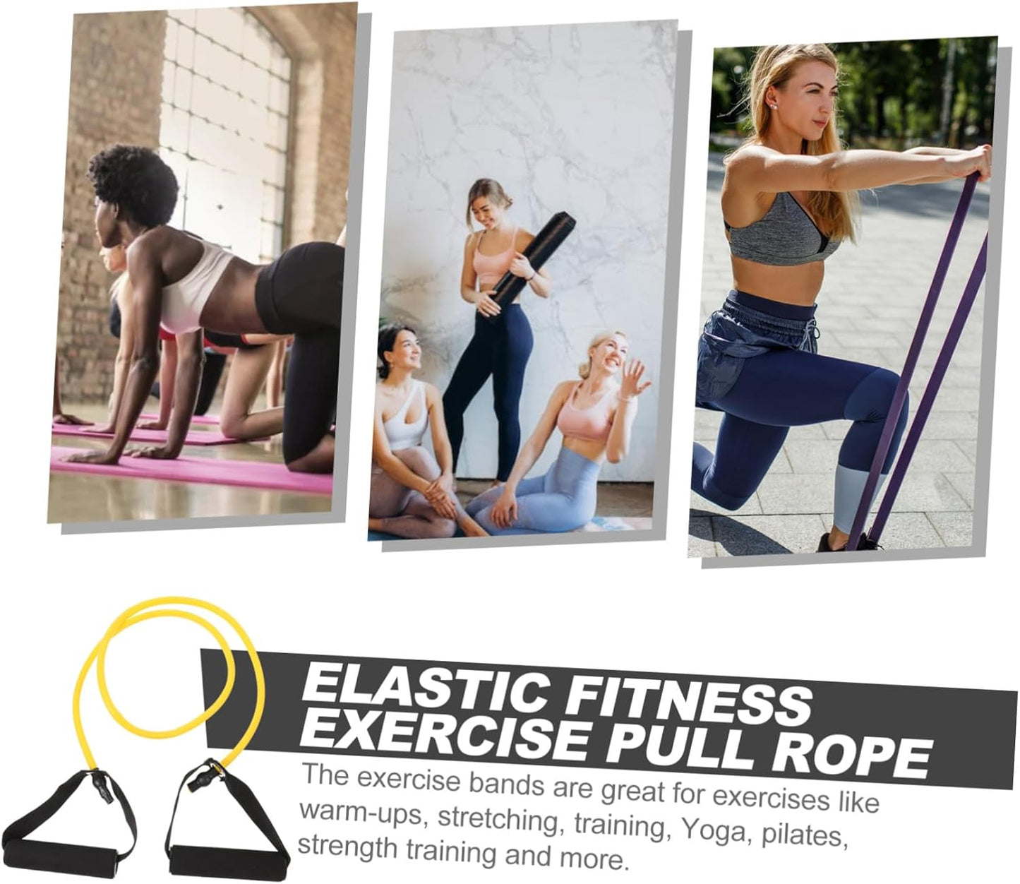 Toyvian Bande de Résistance Fitness Élastique Jaune avec Poignées Confortables pour Musculation Yoga et Rééducation Physique Bande de Traction Multifonctionnelle TPE