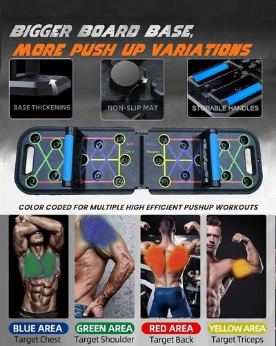 12-in-1 Push Up Board Foldable Pushup Bars Home Gym Workout Equipment Men