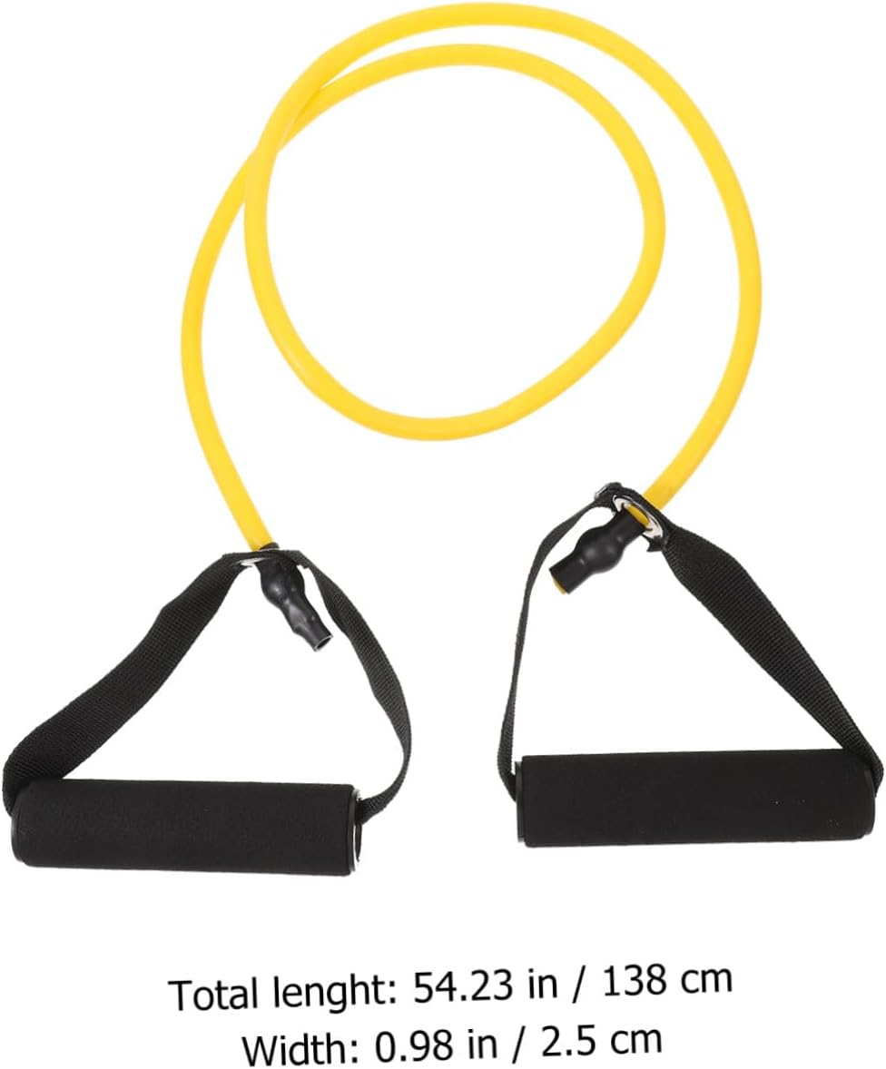 Toyvian Bande de Résistance Fitness Élastique Jaune avec Poignées Confortables pour Musculation Yoga et Rééducation Physique Bande de Traction Multifonctionnelle TPE