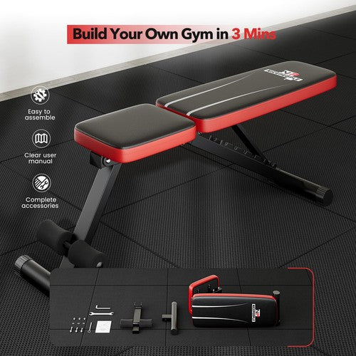Basic Weight Bench for Home Gym Foldable Workout Bench with 8 Backrests 660LB...