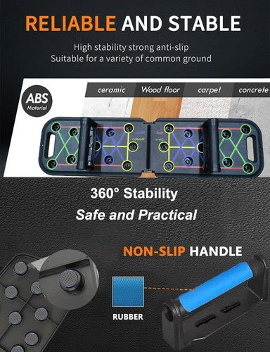 12-in-1 Push Up Board Foldable Pushup Bars Home Gym Workout Equipment Men