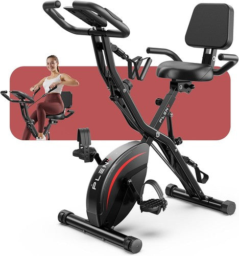 Folding Exercise Bike 5 in 1 Stationary Bikes for Home 6.6 LBS Flywheel 330LB Ca