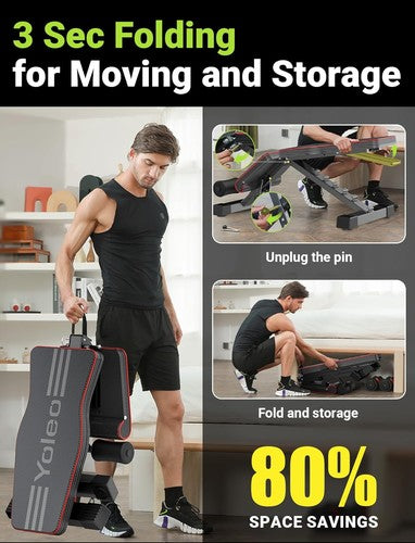 Adjustable Weight Bench for Full Body Workout; Foldable Home Gym Strength Traini