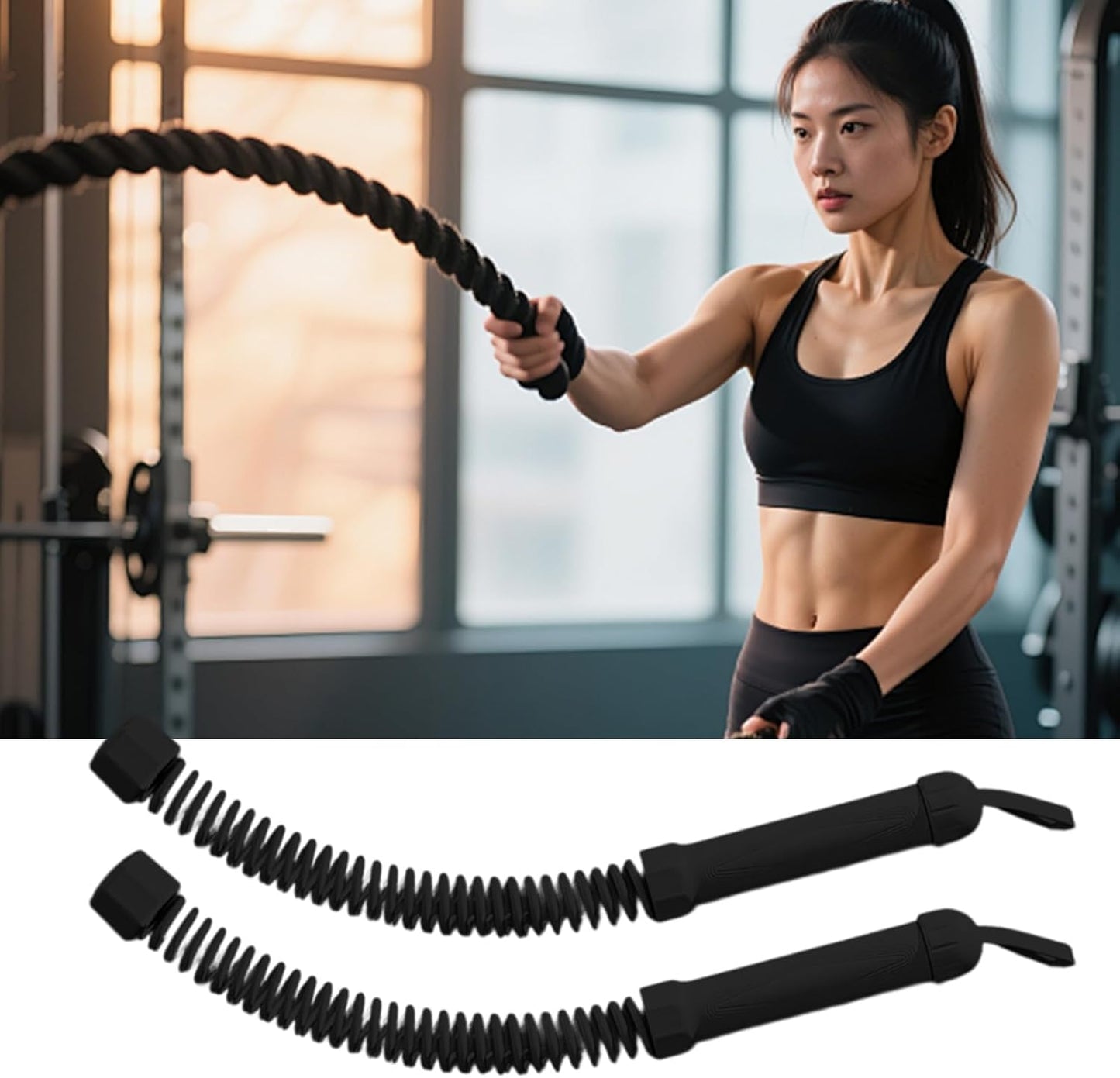 Cordes de Combat, Matériel de Fitness sans Fil pour Musculation, Équipement d'exercice 2 Pièces pour Femmes Hommes Athlètes Adultes Résidents d'Appartement Professionnels