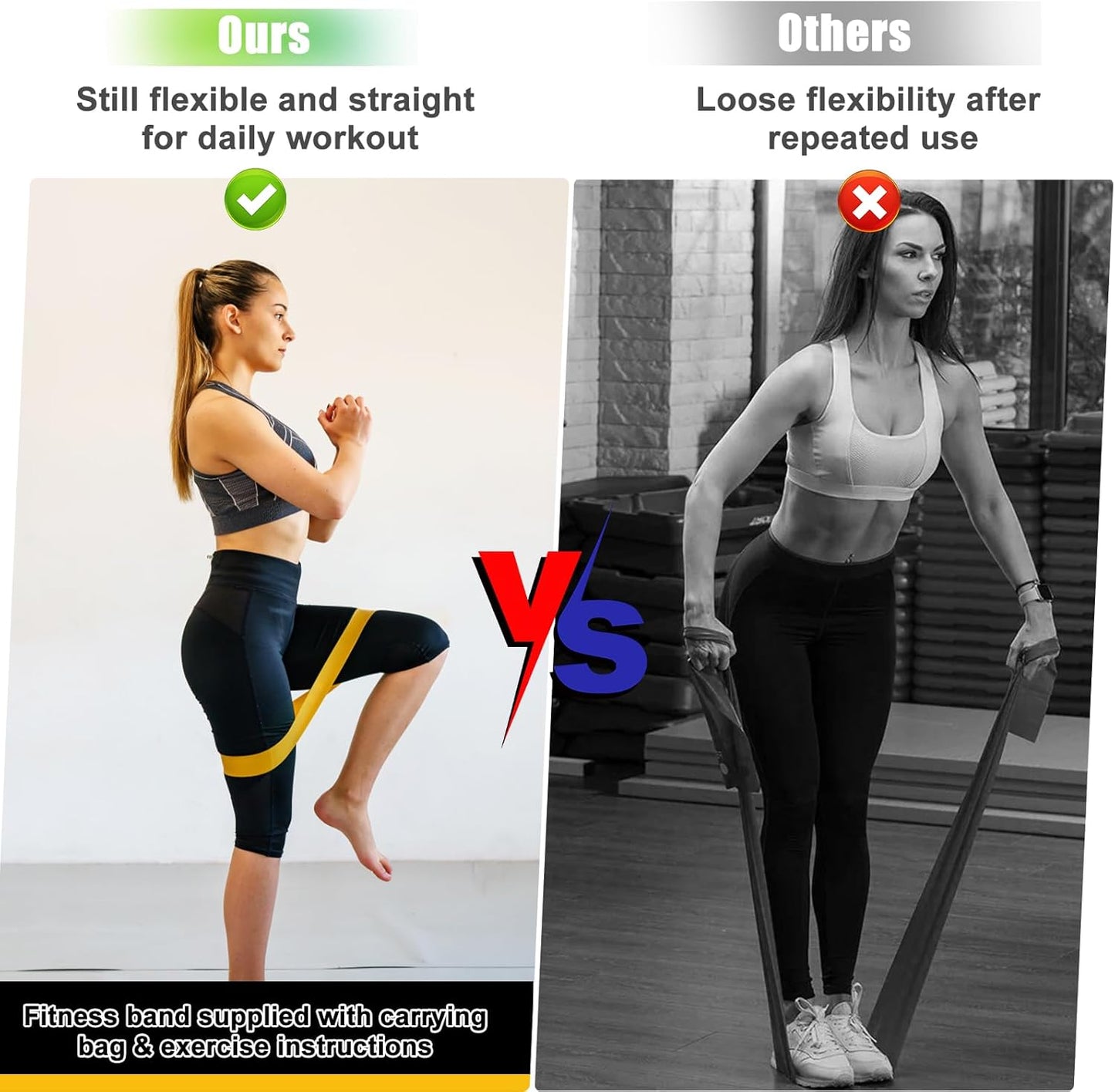 VFANDV Elastic Fitness Bands, Pack of 5, Elastic Fitness Band with 5 Levels of Strength, for Bodybuilding, Pilates, Yoga, 5 Levels of Strength, with Storage Bag