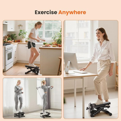 Mini Stair Steppers with Resistance Bands for Exercise at Home, Portable Exercis
