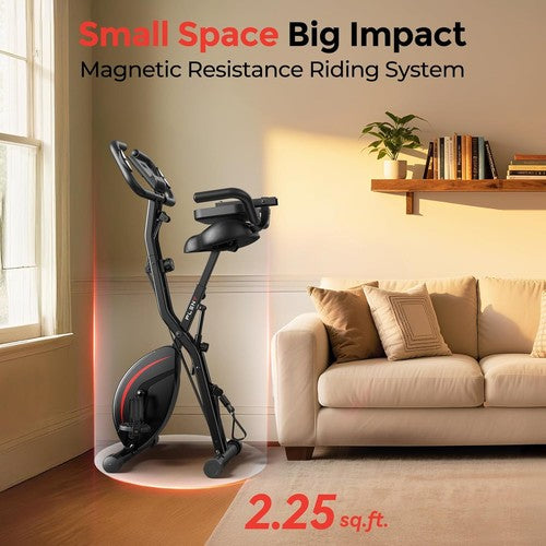 Folding Exercise Bike 5 in 1 Stationary Bikes for Home 6.6 LBS Flywheel 330LB Ca