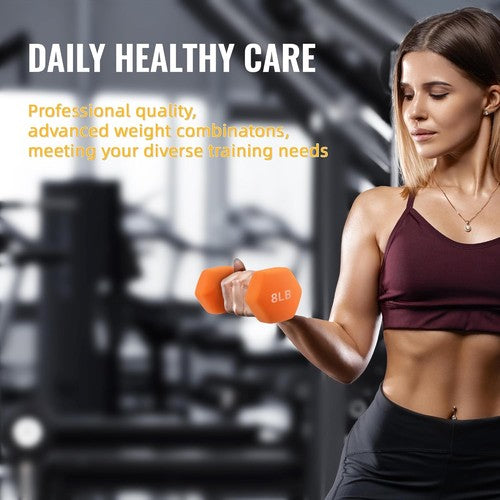 Neoprene Coated Dumbbell Set with Rack, Hand Weight Set for Home Gym Workout, An