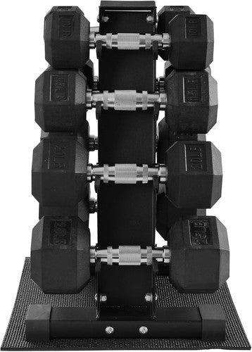 Rubber Coated Hex Dumbbell Weight Set with Storage Rack, 100LB, Fitness Gym