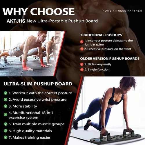 12-in-1 Push Up Board Foldable Pushup Bars Home Gym Workout Equipment Men