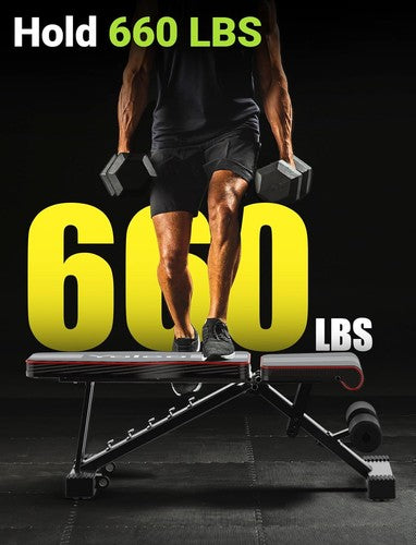 Adjustable Weight Bench for Full Body Workout; Foldable Home Gym Strength Traini