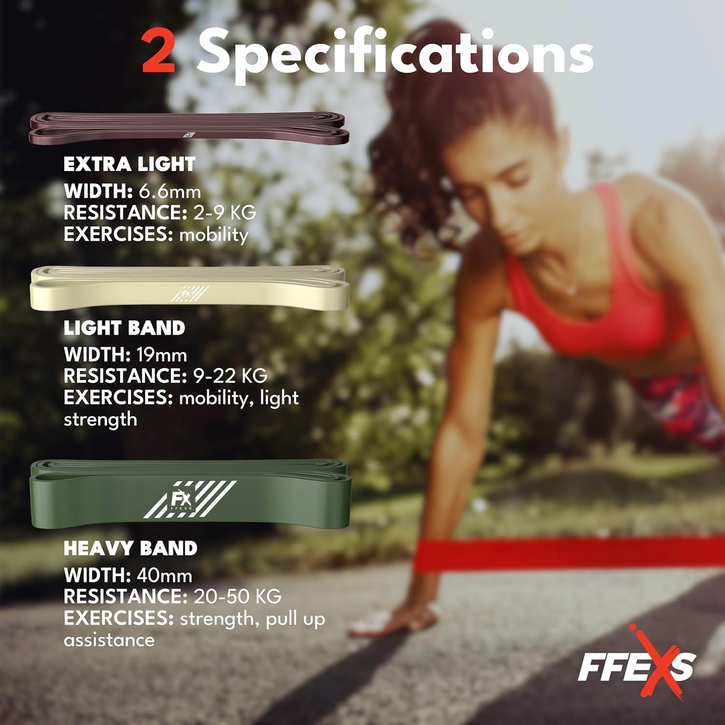 FX FFEXS Premium Resistance Bands Elastic Exercise Pull Up Chin Traction