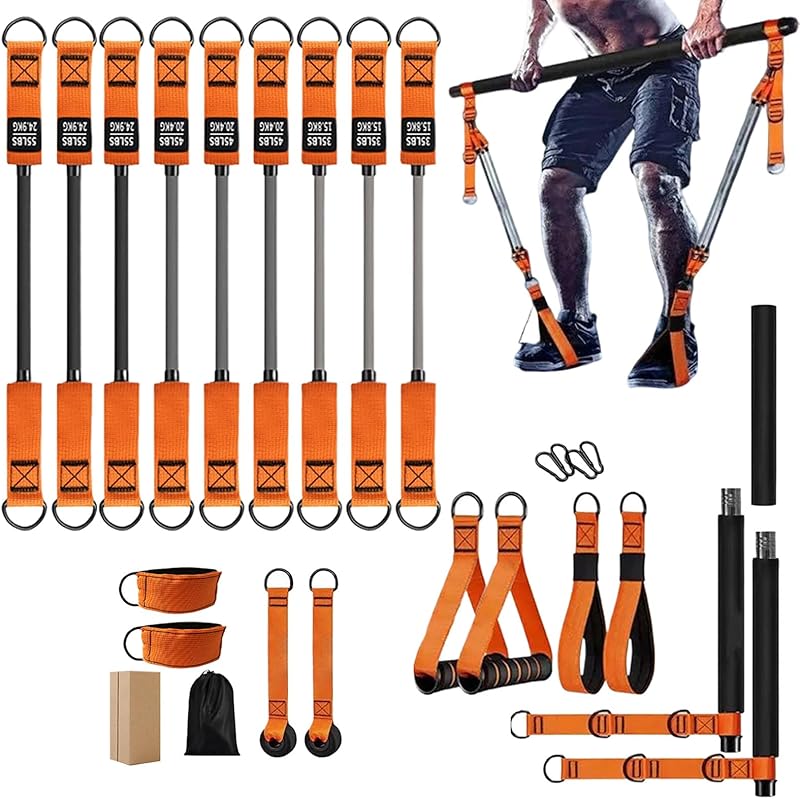 Kit Barre Pilates avec Bandes Élastiques pour Femmes,Équipement de Renforcement Musculaire | Système à Résistance Réglable pour Sportifs Épaules Cou Taille Jambes