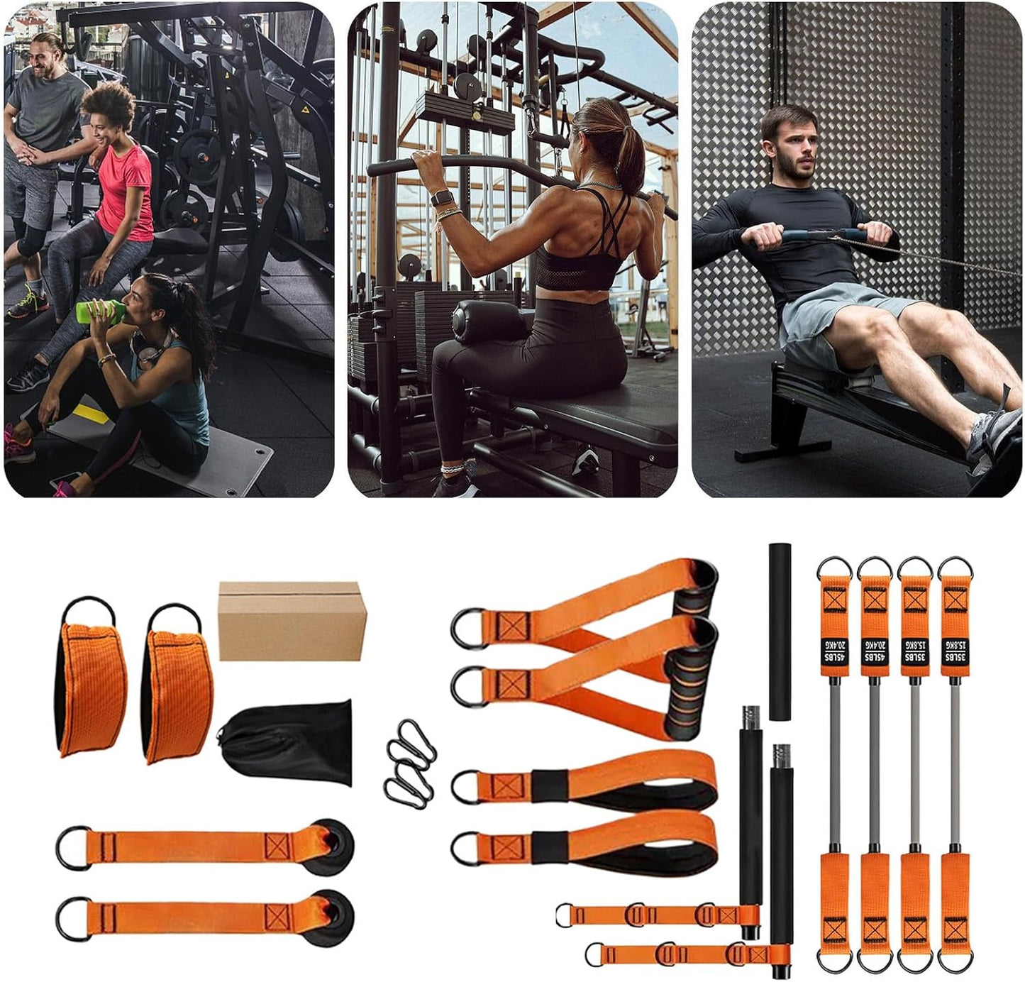 Kit Barre Pilates avec Bandes Élastiques pour Femmes,Équipement de Renforcement Musculaire | Système à Résistance Réglable pour Sportifs Épaules Cou Taille Jambes