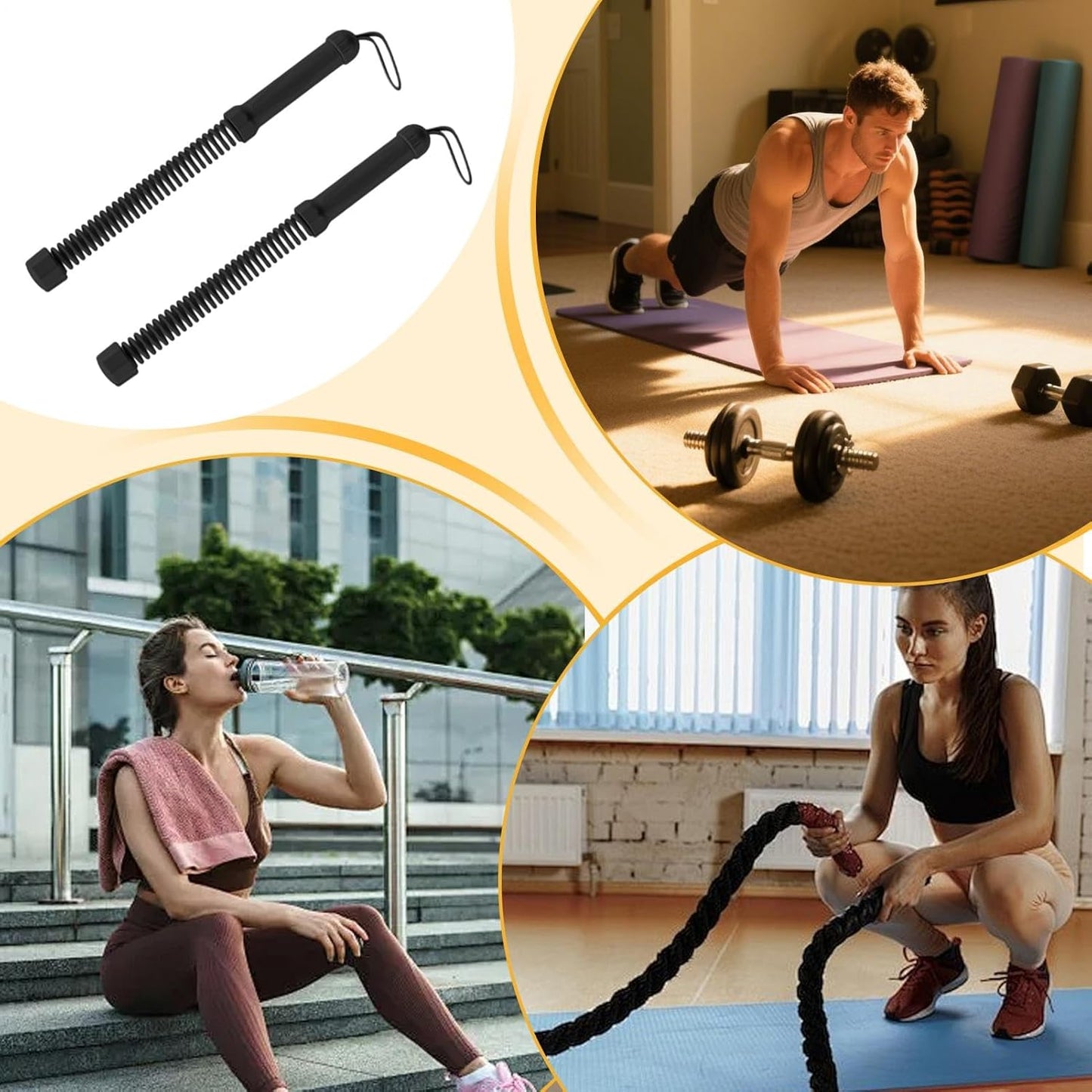 Cordes de Combat, Matériel de Fitness sans Fil pour Musculation, Équipement d'exercice 2 Pièces pour Femmes Hommes Athlètes Adultes Résidents d'Appartement Professionnels