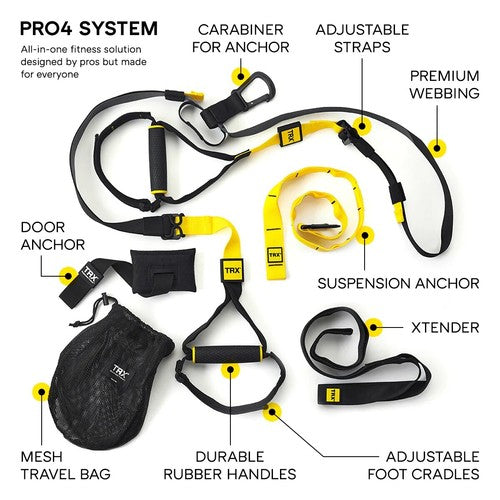 TRX PRO 4 Suspension Trainer Home Gym Workout Equipment Resistance Straps
