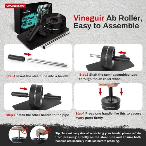 Ab Roller Wheel, Abs & Core Workout Equipment for Home Gym with Knee Pad Accesso