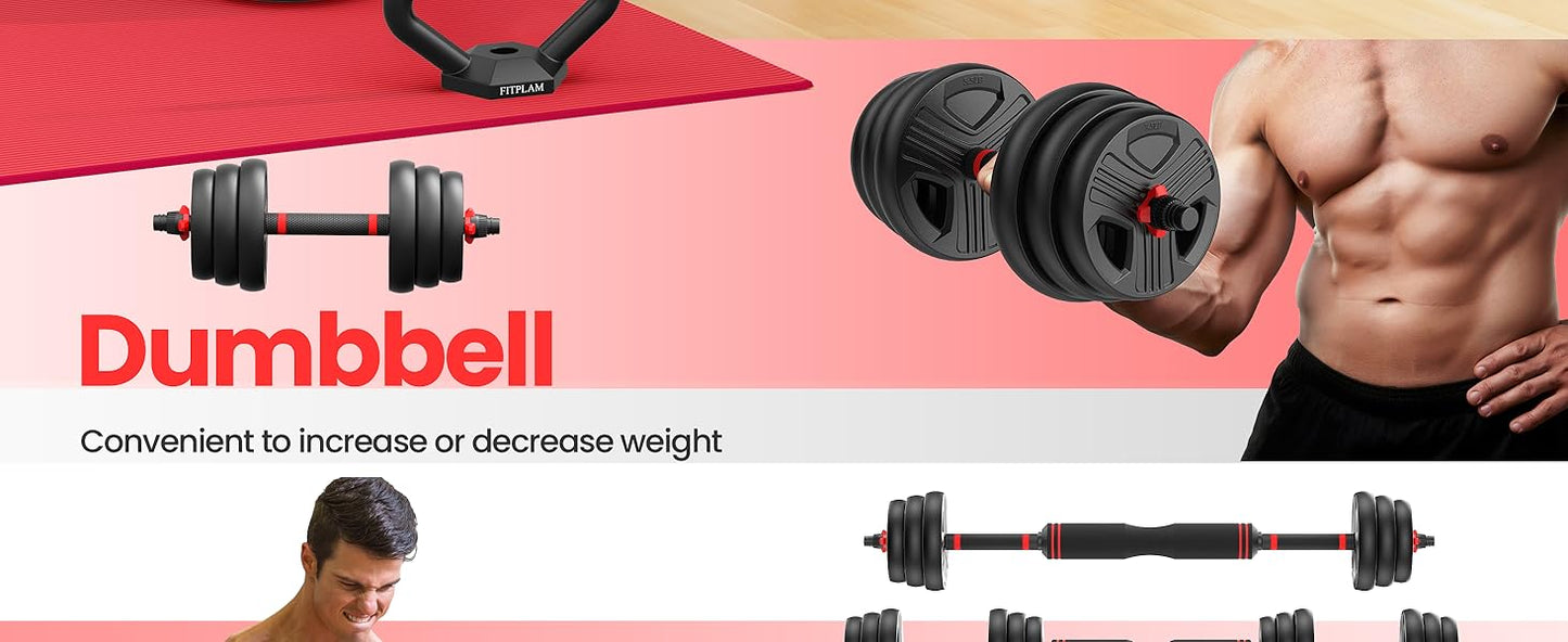 Adjustable Dumbbells 20lbs Set 10lb each with Connector 4 in 1 Dumbbells Set