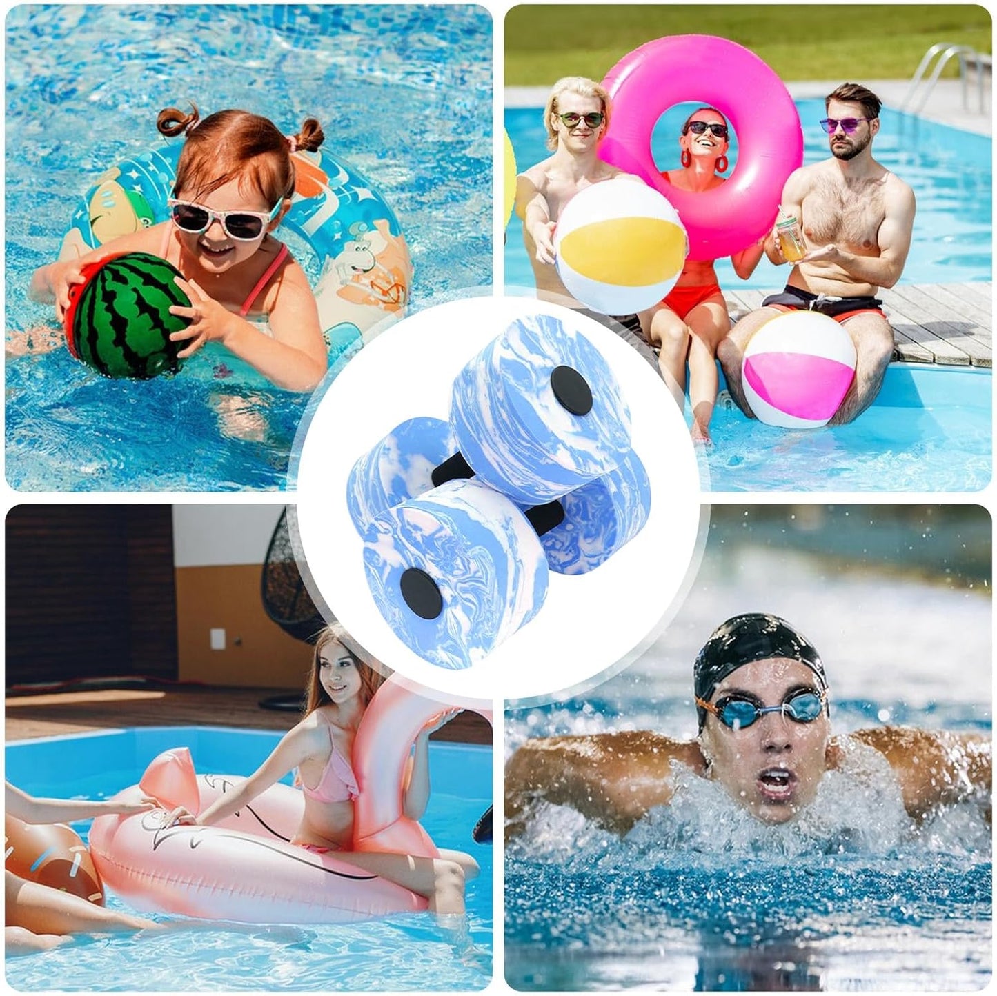 Bexdug Haltères Piscine - Exercices de Fitness avec Barres et Poids Mains,Équipement Ergonomique D'entraînement En Piscine Pour Voyage Maison Vacances