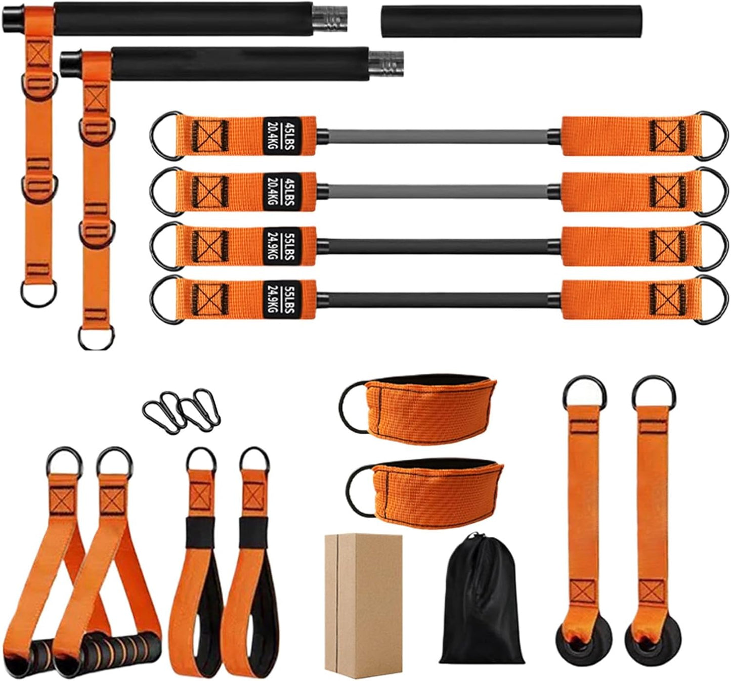 Kit Barre Pilates avec Bandes Élastiques pour Femmes,Équipement de Renforcement Musculaire | Système à Résistance Réglable pour Sportifs Épaules Cou Taille Jambes