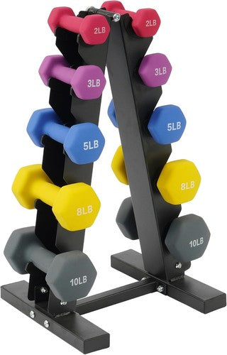 Neoprene Coated Dumbbell Set with Rack, Hand Weight Set for Home Gym Workout, An