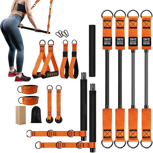 Kit Barre Pilates avec Bandes Élastiques pour Femmes,Équipement de Renforcement Musculaire | Système à Résistance Réglable pour Sportifs Épaules Cou Taille Jambes