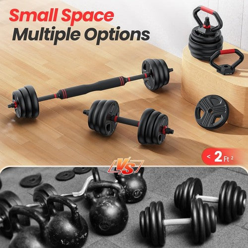 Adjustable Dumbbells 20lbs Set 10lb each with Connector 4 in 1 Dumbbells Set