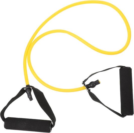 Toyvian Bande de Résistance Fitness Élastique Jaune avec Poignées Confortables pour Musculation Yoga et Rééducation Physique Bande de Traction Multifonctionnelle TPE
