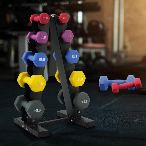 Neoprene Coated Dumbbell Set with Rack, Hand Weight Set for Home Gym Workout, An