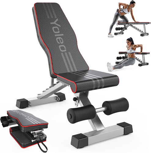 Adjustable Weight Bench for Full Body Workout; Foldable Home Gym Strength Traini