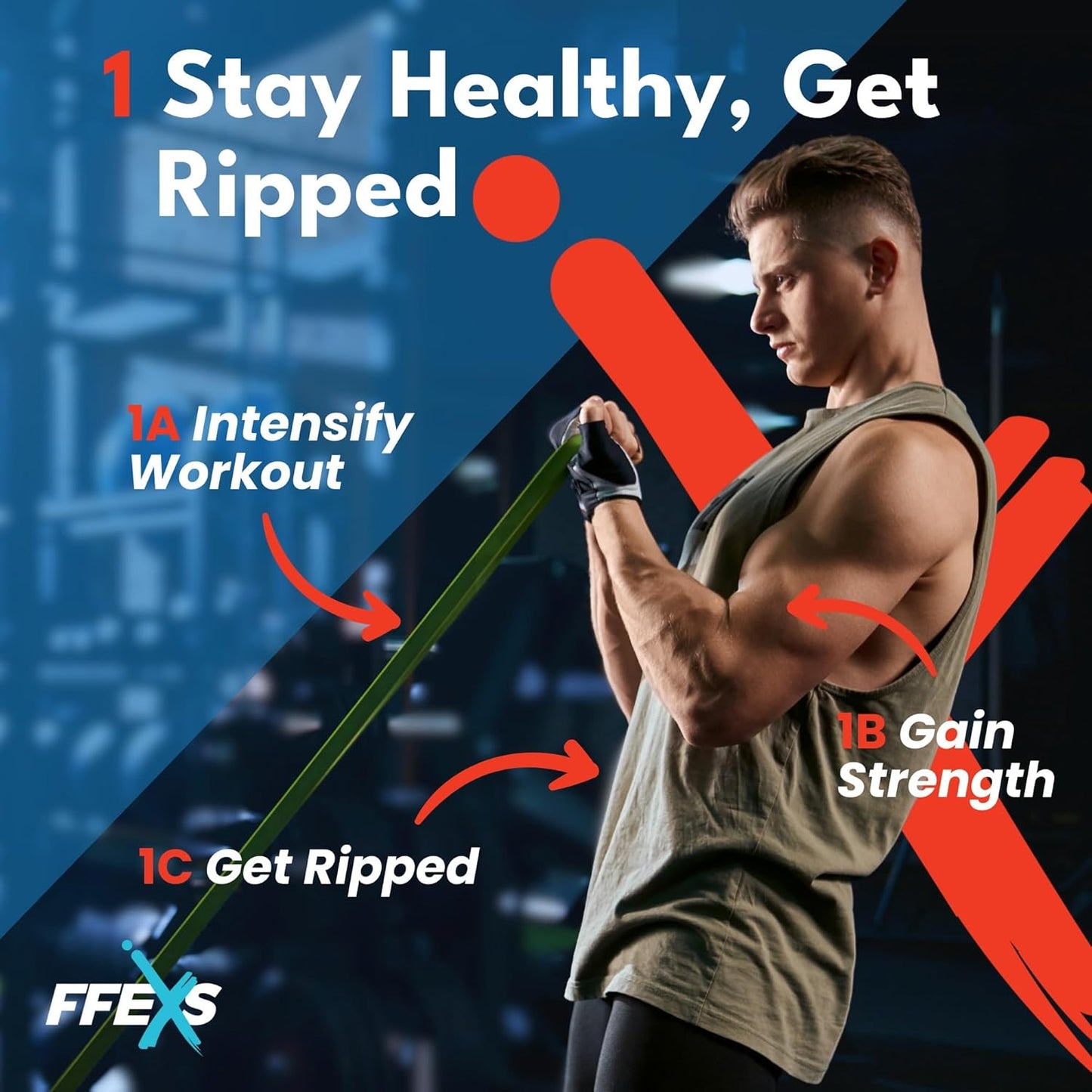 FX FFEXS Premium Resistance Bands Elastic Exercise Pull Up Chin Traction
